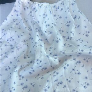 Commense satin lingerie skirt lined zip closure side White / Blue floral S